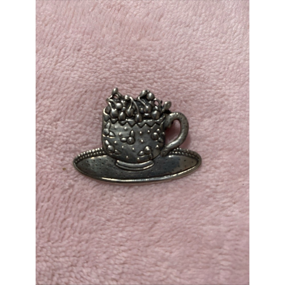 MARY ENGELBREIT 925 Sterling Silver Vintage Cherry Cup Pin Brooch 7.6 g Signed